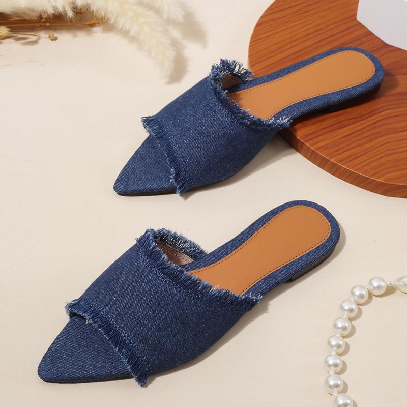 Liyke Summer Fashion Sewing Tassel Women Slippers Outdoor Cozy Casual Flat Bottom Mules Sandals Beach Slides Shoes Zapatos Mujer