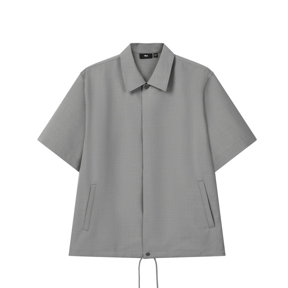 FILA Milano Series Simple Solid Color Casual Versatile Shirt Men shirts Dark-Gray F11M625403FDY S