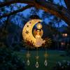 Garden Patio Yard Decoration Solar Angel Moon Light, Christmas Hanging Lantern with Warm Glow, Resin Light Outdoor for Porch Tree, Faux Crystal