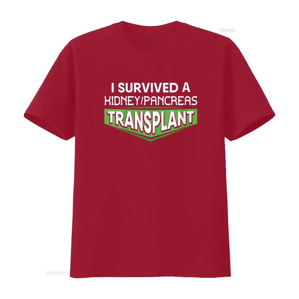 Womens I Survived A Kidney Pancreas Transplant Awareness Round Neck T Shirt Black vintage Washed homme Versatile Breathable