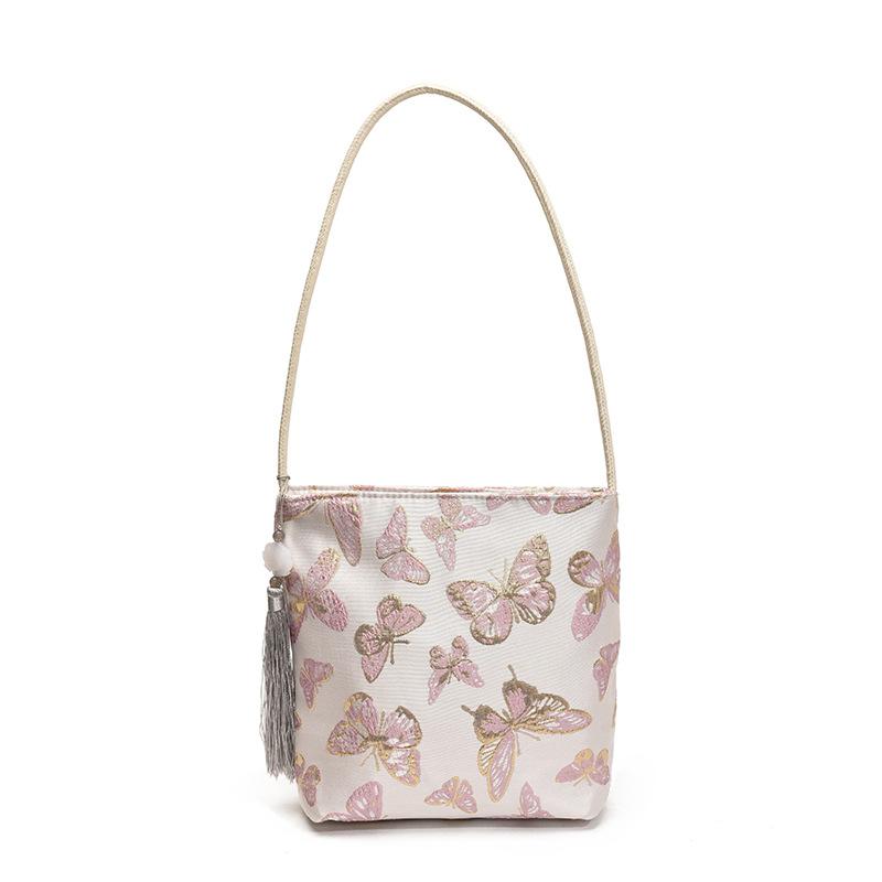 New Chinese Style Butterfly Embroidery Handbag Bag Women's New Trendy Fashion Niche Underarm Bag National Feng Shui Bucket Bag