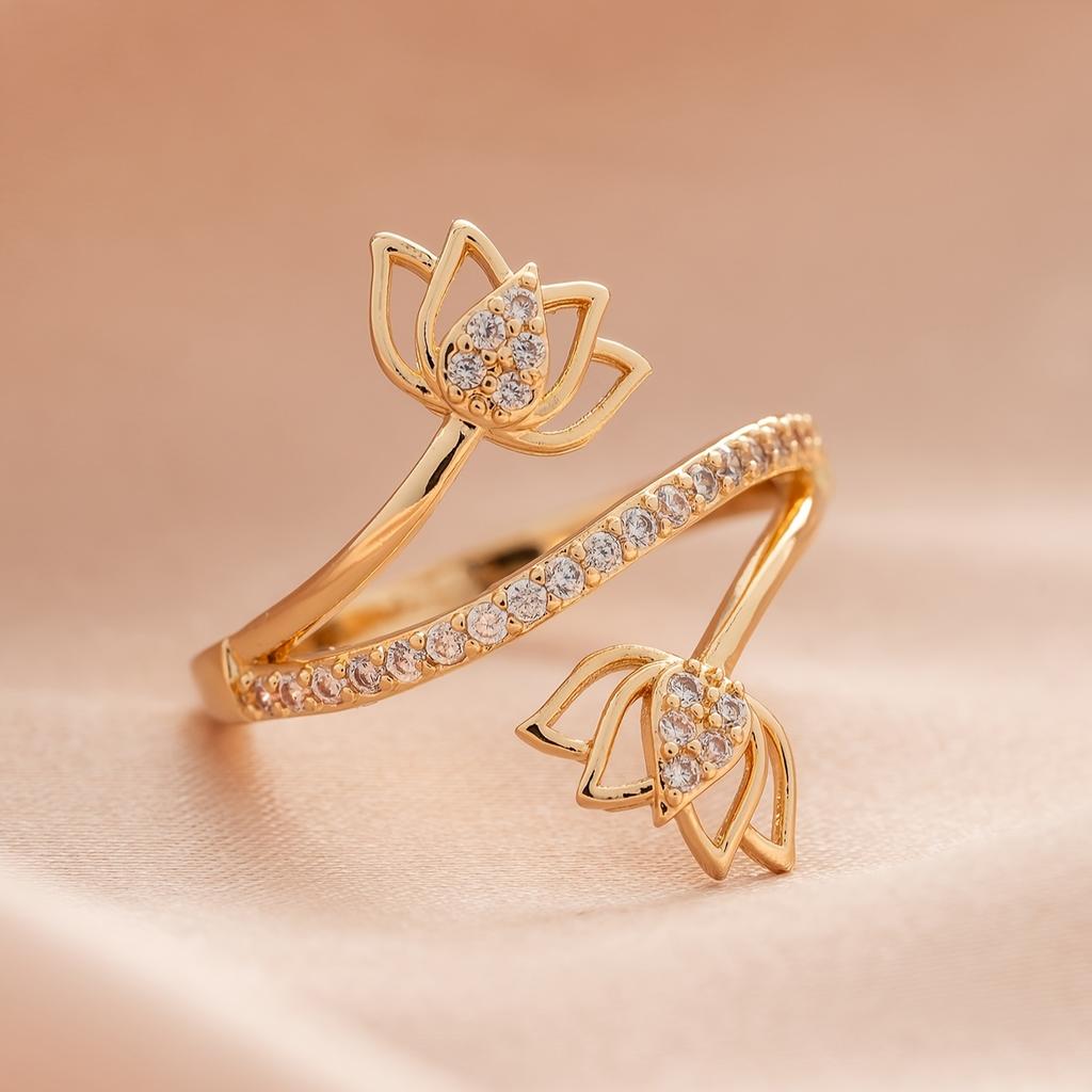New Fashion Gold Color Heart Adjustable Ring Ladies Personalized Simple Design Holiday Party Jewelry Accessories