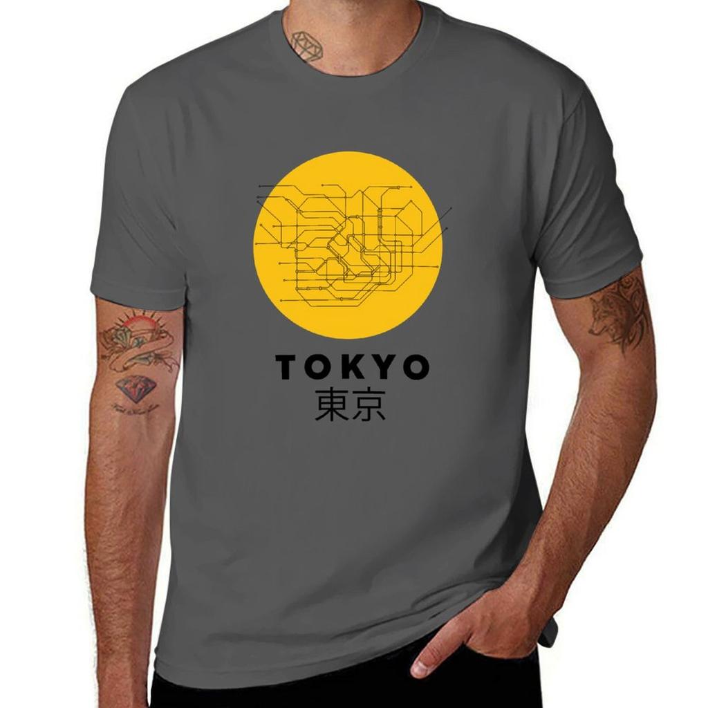 Tokyo Yellow Subway Map Graphic Art Tshirt Functional Casual Short Sleeve Tee