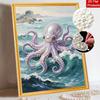 DIY Framed Pearl Painting Kit Ocean Octopus Pattern Sparkling Bead Canvas Art for Living Room Decoration Wall Decor Handcraft Home Display