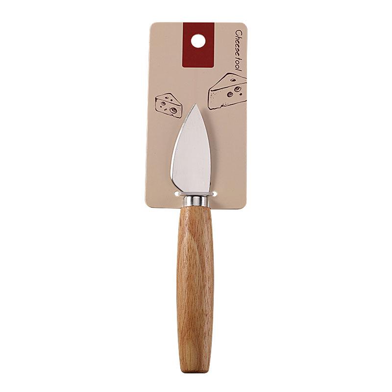 Rubber Wood & Stainless Steel Cheese Knife Set - Western Tableware with Knife, Fork, and Spoon