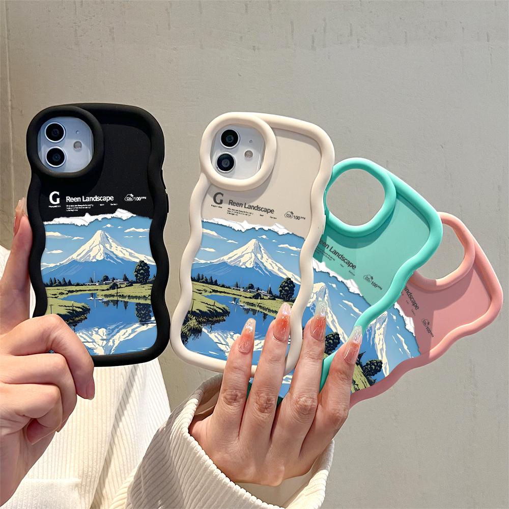 Big Wave Edge Soft Silicone Material Macaron Phone Case Shockproof Protective Rubber Casing for iPhone Samsung Huawei Honor Xiaomi Redmi OnePlus Moto