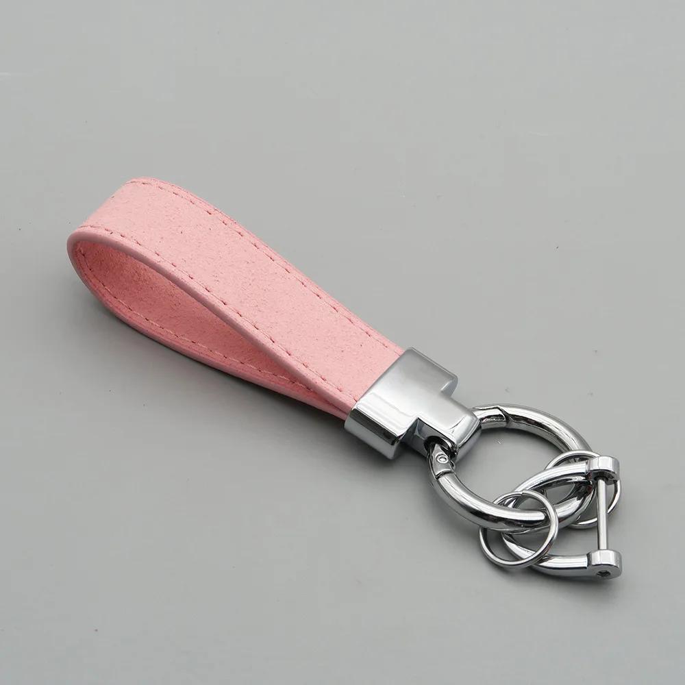 Laser Custom Logo Keyring Box Set Gift Personalized Name Number T Buckle Suede Leather Keychain Bag Car Key Chain Men’s Women‘s