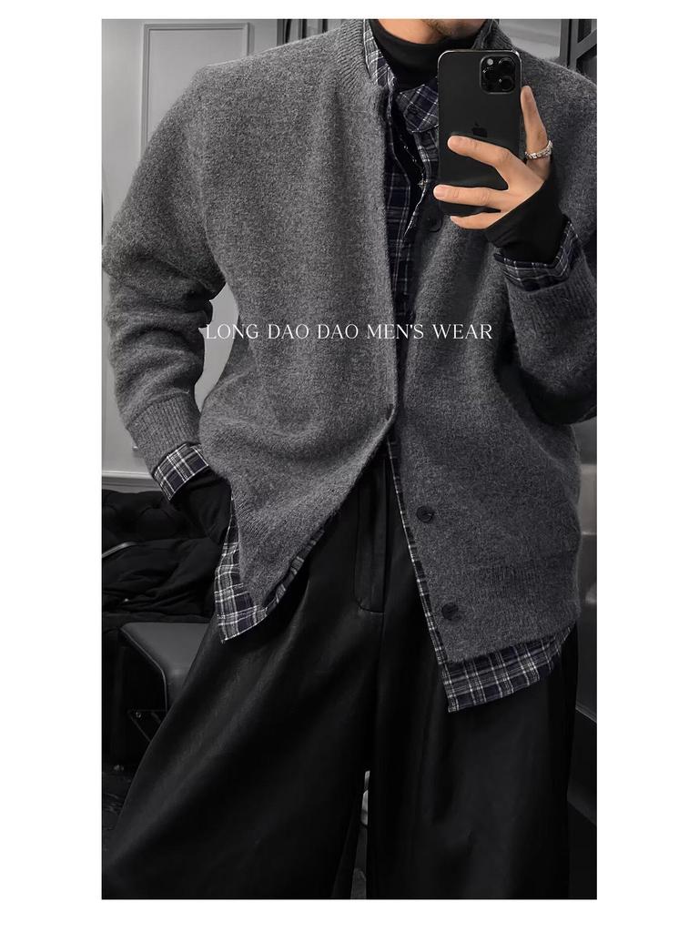 Men's Japanese Retro Knit Cardigan: Autumn/Winter Casual, Versatile, Loose-Fit Fashion