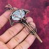 Pinolith Jasper Gemstone Pendant Copper Wire Wrapped Rainbow Moonstone Jewelry