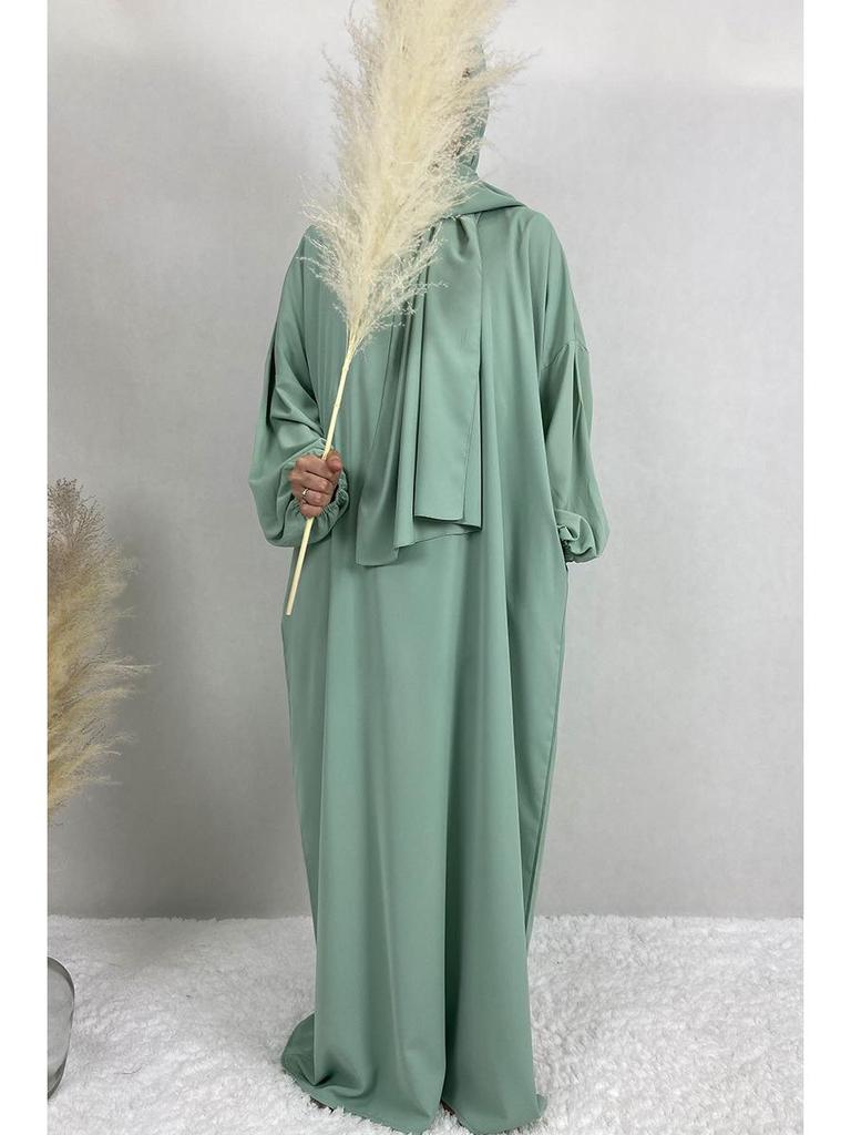 XG2057 Women's Hooded Hijab Long Kaftan Dress - Malaysia, Middle East, Dubai, Turkey