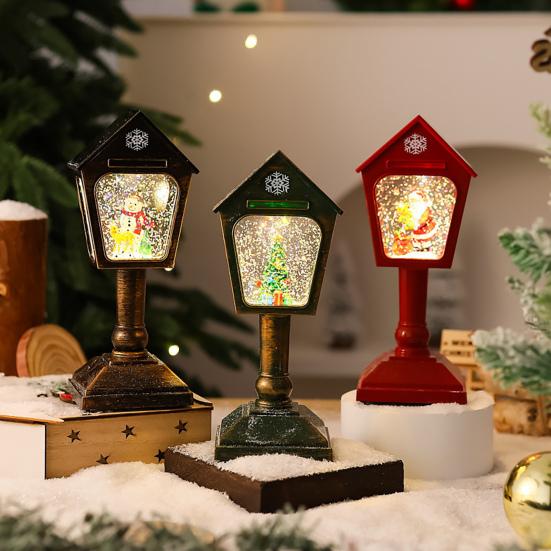 Vánoční větrné světlo USB/Bateriové Poštovní schránka Design Lampa Retro Flitrová Skleněná Koule Santa Claus Sněhová Vločka Lucerna Vánoční Dekorace