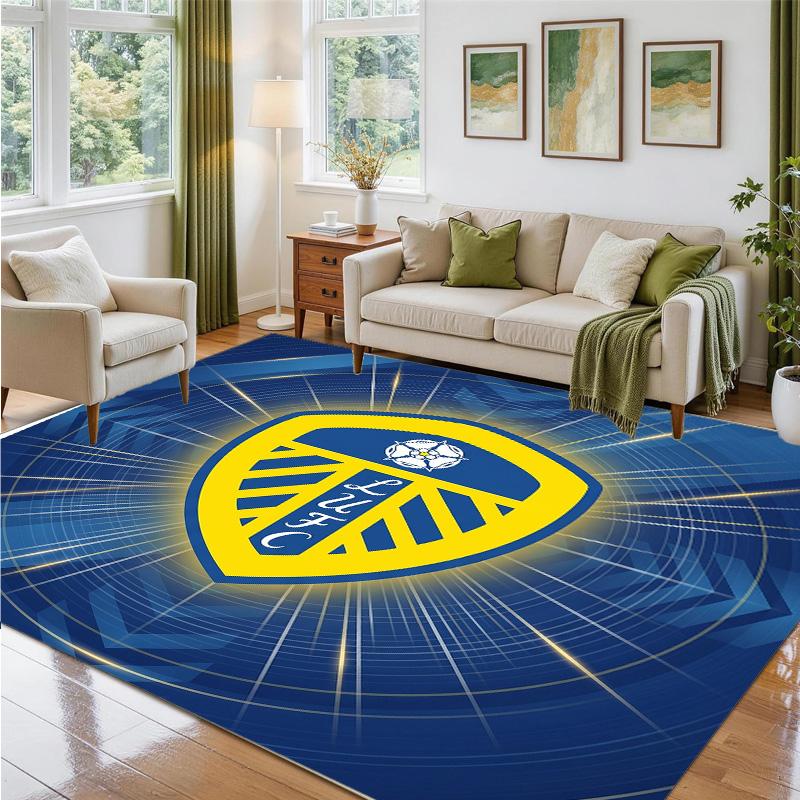 Leeds United Design Crystal Velvet Rug Soft Decorative Mat for Bedroom Entrance