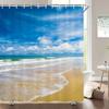 3d Beach Scenery Shower Curtains Sea Ocean Mediterranean Bathroom Curtain Waterproof Cloth Decoration 180*240cm Bath Curtain