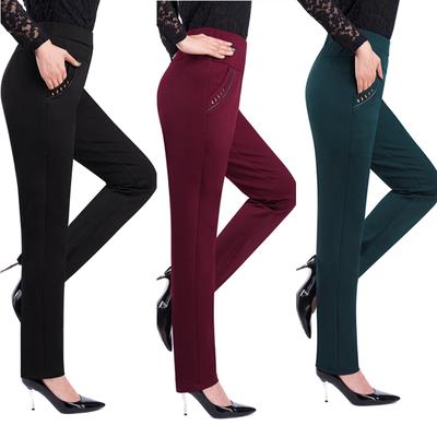 Casual Pants Woman Fashion High Waist Elegant Slim Black Straight Pants Large Size Trousers