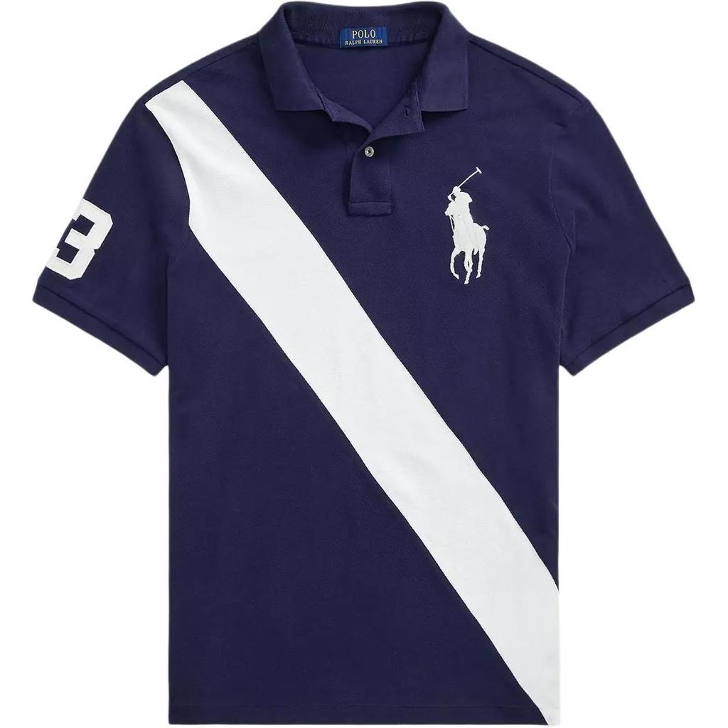 Polo Ralph Lauren Embroidered Slim Fit Button Short Sleeve Polo Shirt Men Tops Navy-Blue 710969620-001