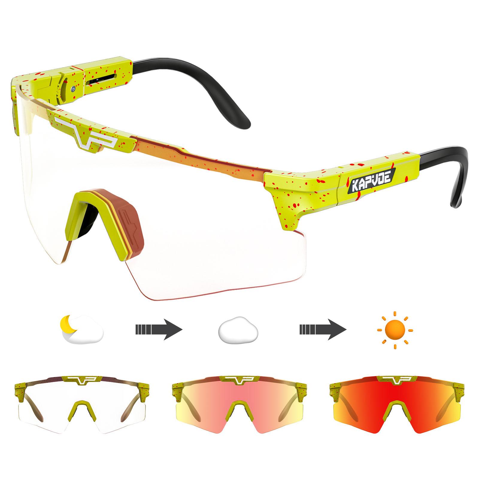 

KAPVOE Sale Photochromic Cycling Glasses for Men Women Mountain Bike Sunglasses Sports Bicycle Cycling Glasses UV400 Protection Sports glasses