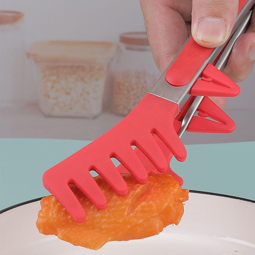 Silicone Pasta Clips Stainless Steel Cooking Serving Tongs Kitchen Tongs  Cooking Accessories