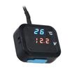 Motorcycle Digital Voltmeter Thermometer Temp Voltage Gauge Blue Red LED Display