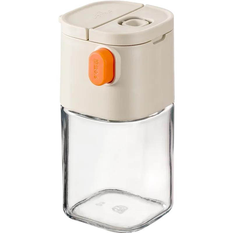 Multi-Functional Quantitative Seasoning Bottles Press-Type Glass Seasoning Bottle Kitchen Salt Jar Spice & Pepper Shakers 180ml