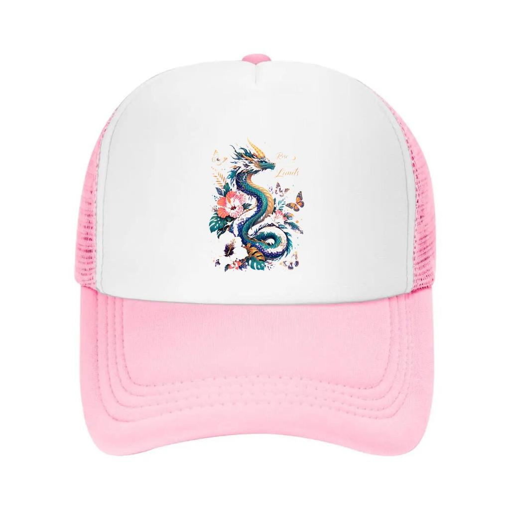 Mystic Rainbow Dragon Bloom Fantasy Mesh Baseball Cap Casual Hat Outdoor For Womens Unisex FeUnisex