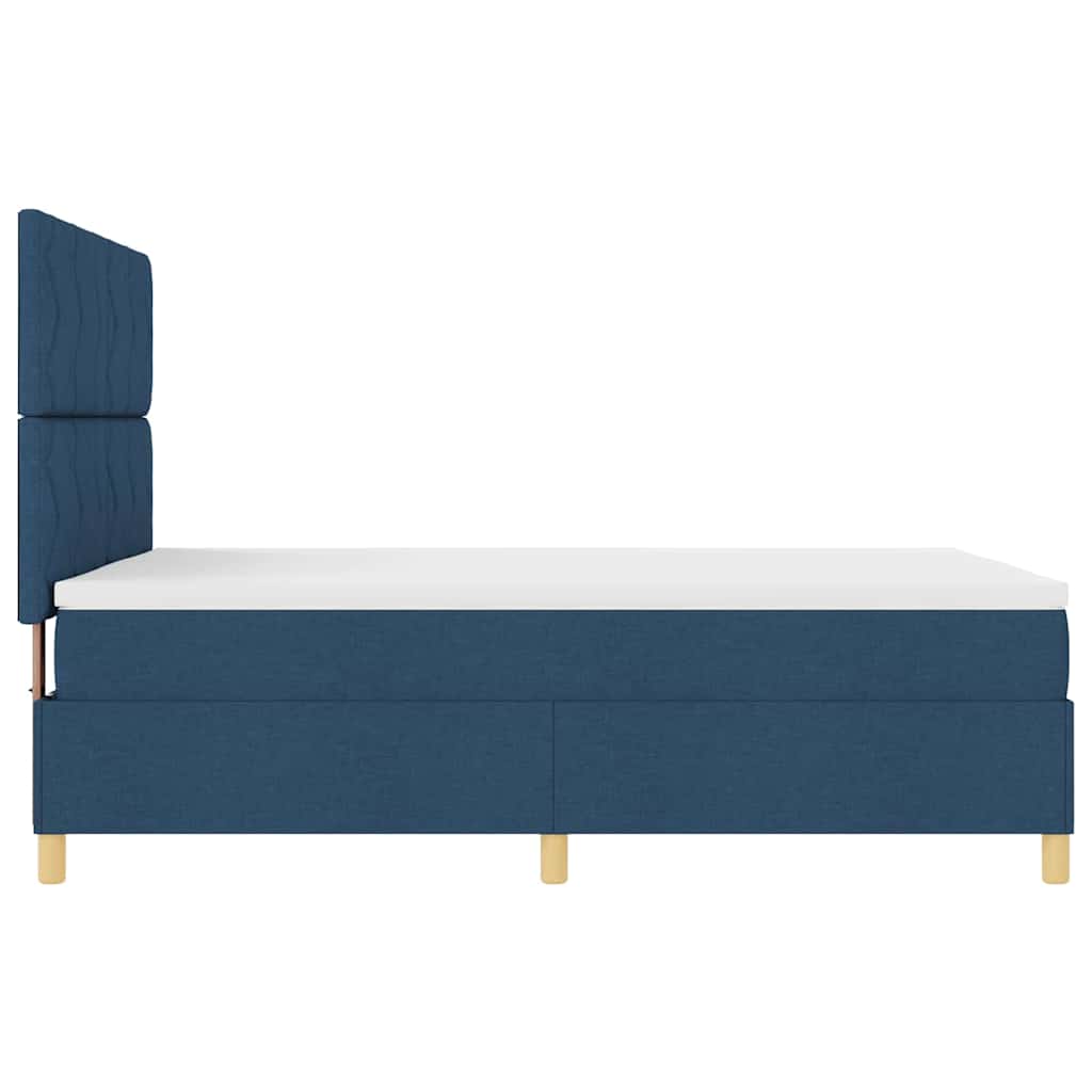 Box Spring Bed with Headboard Blue 140 x 190 cm Fabric