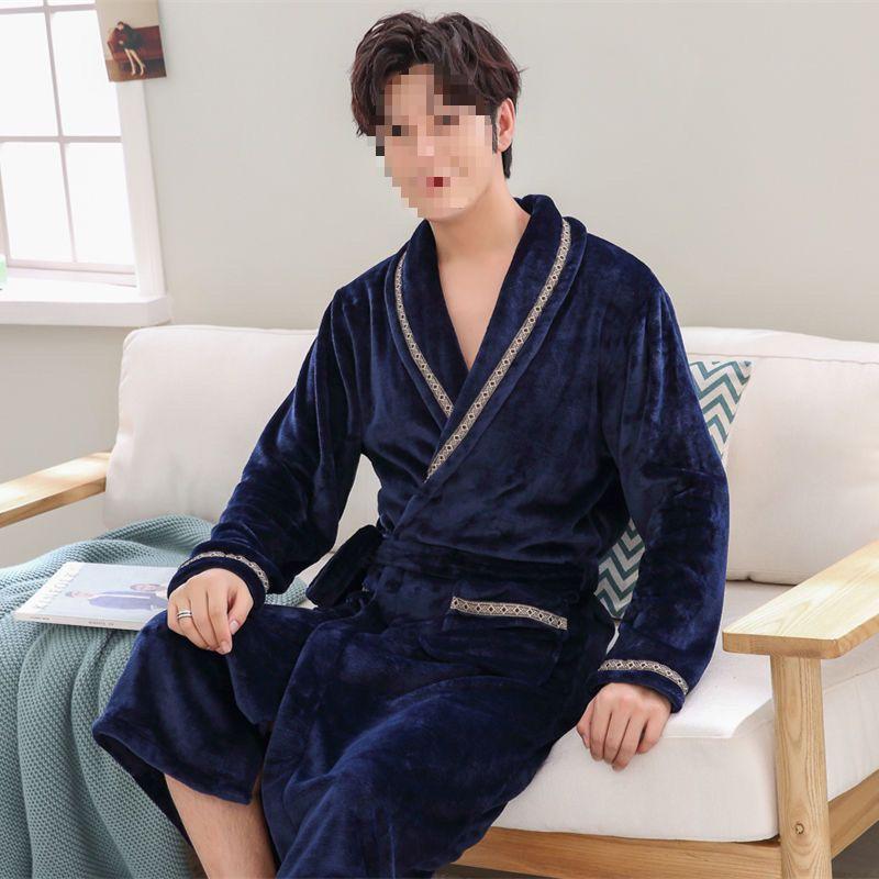 G5Z Winter Flannel Couple Robe: Men's Coral Fleece & Women's Plus Velvet Thick Warm Pajamas Bathrobe.