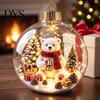 LED Christmas Tree Pendants Glowing Ball Ornaments, 3D Lighted Acrylic Hanging Miniature Scene Ornaments Balls for Mantel Window, Holiday Home