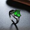 Fashion Couple Rings Romantic Women Heart Green Rhinestones Zircon Ring Men Stainless Steel Celtic Dragon Ring Wedding Jewelry