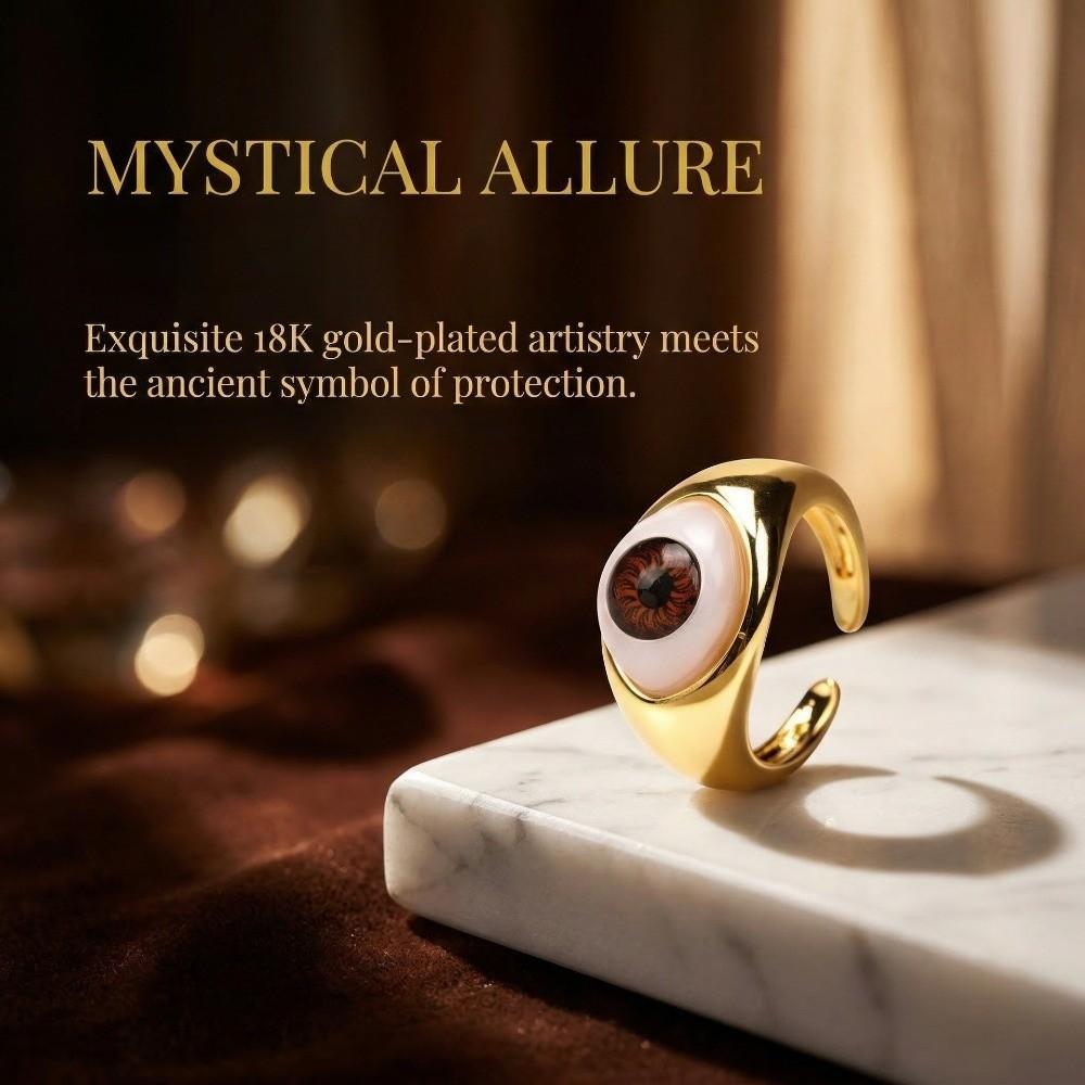 Kupfer Gold Plated Dämonenaugen Fingerring Vintage Punk Augapfelring Harz Augen Ring Hipster