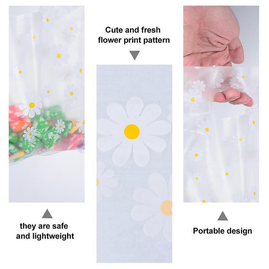 Transparent Plastic Tote Bags Handheld Packaging for Storage Use 100Pcs with Flower Print