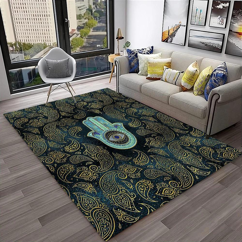 3D Evil Eye Nazar Tree of Life Carpet Rug for Home Living Room Bedroom Sofa Playroom Doormat Decor,Area Rug Non-slip Floor Mat
