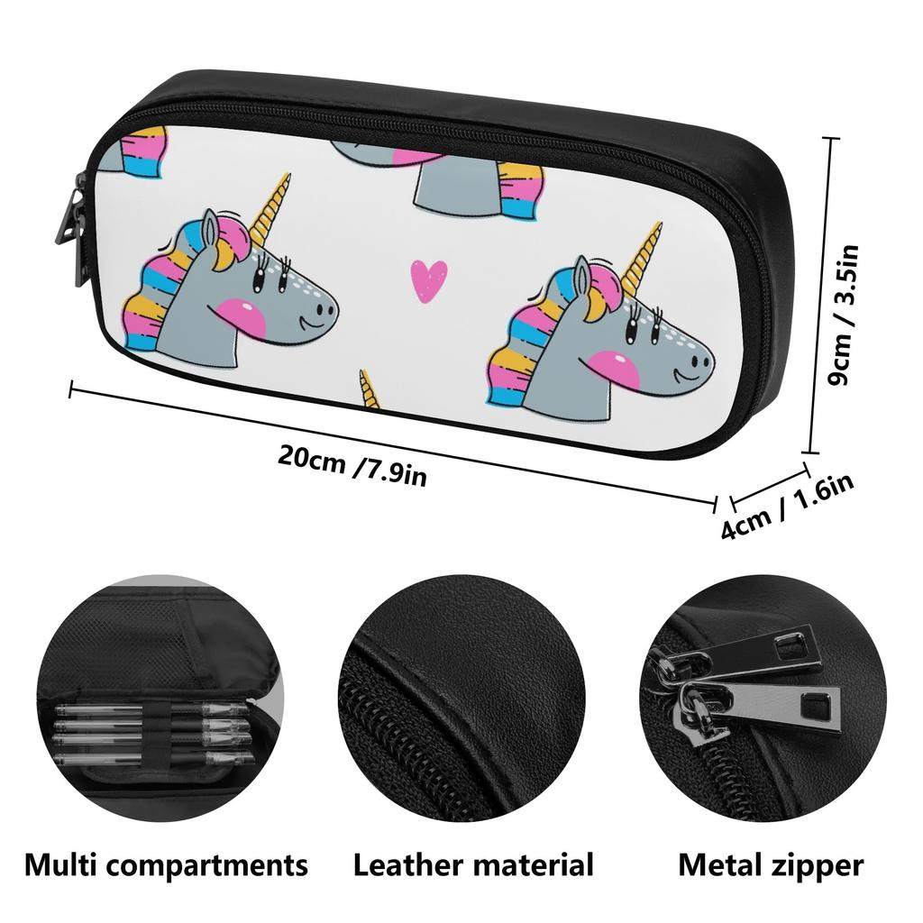 Structured PU Leather Pen Case with Inner Mesh Pocket for College Office Business for School and Business Use