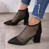 Damen Mesh Schwarze Plateau-Sandalen 2026 Mode Ausgeschnittene Sommerstiefel Outdoor Bequem Abend Damen High Heels