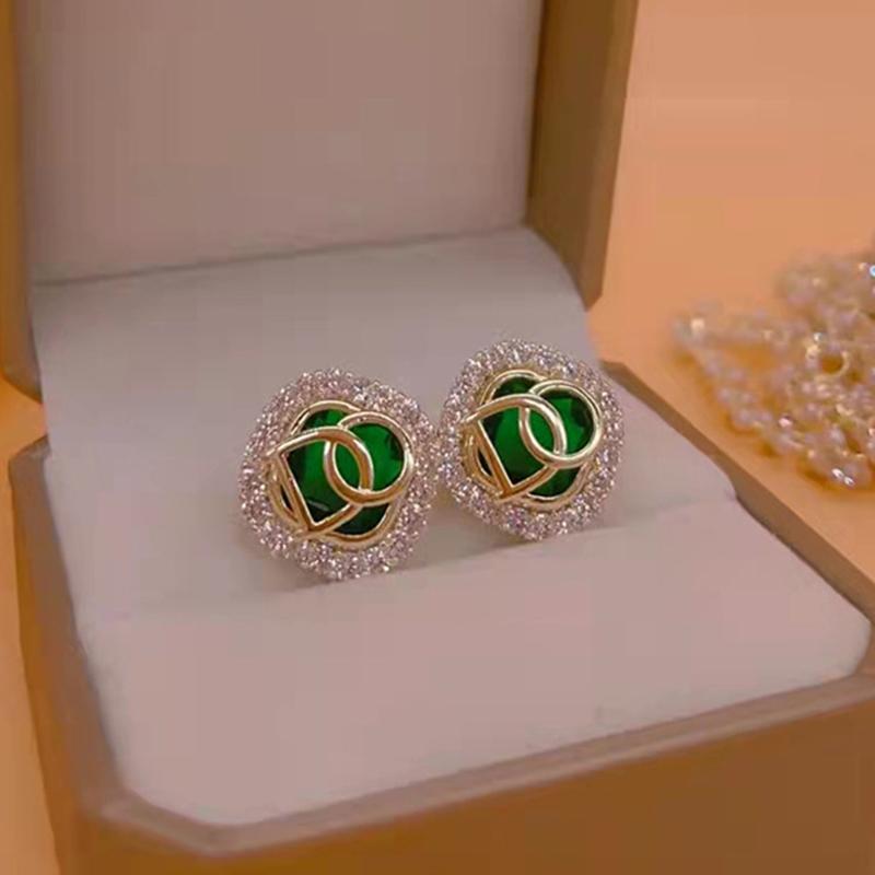 Cercei Rotunzi Noi Populari Placati cu Aur Real de 14K Pentru Femei Fete Bijuterii cu Zirconiu Aaa Ac Stud Petrecere Cadou Fin