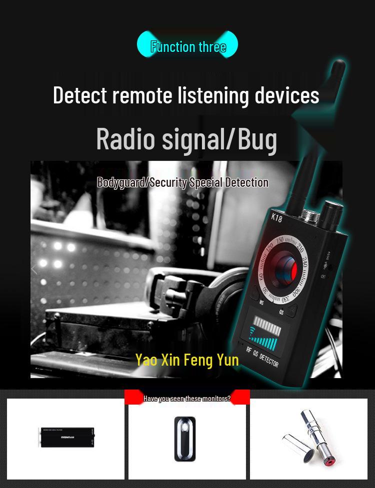 K18 Detector: Anti-Peeping, Anti-Eavesdropping, Anti-Camera, GPS Tracker Checker for Hotel Security