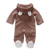 Baby Coral Fleece Hooded Romper - Long Sleeve, Warm Autumn/Winter Jumpsuit for Toddlers