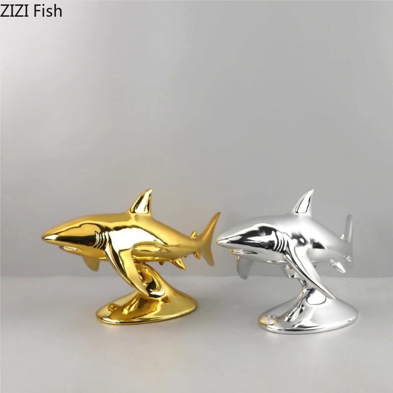 Abstract Resin Shark Model Ornament Creative Animal Sculpture Office Desktop Decoration Art Home Craft Decorative Accessories