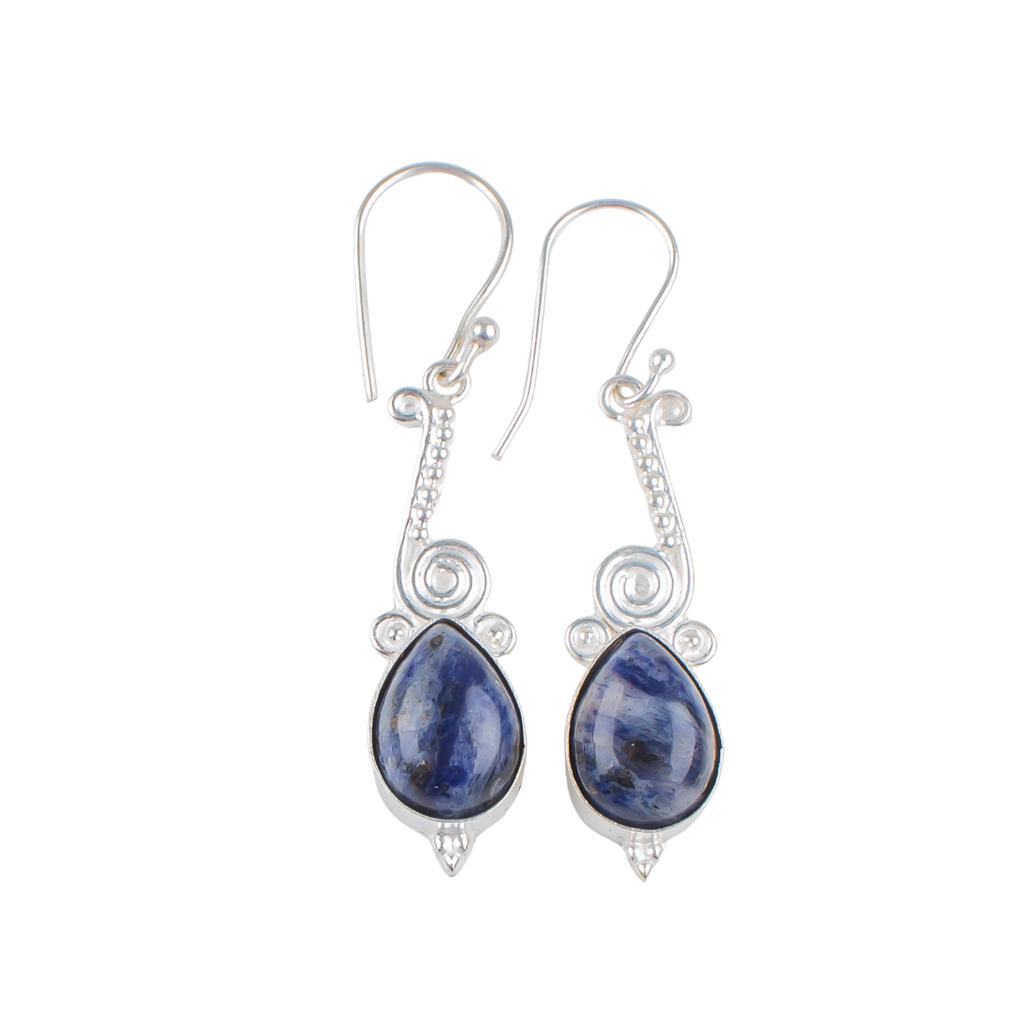 Natural sodalite Gemstone 925 Sterling Silver Fashionable Jewelry Earrings 2.10" EE-37-29