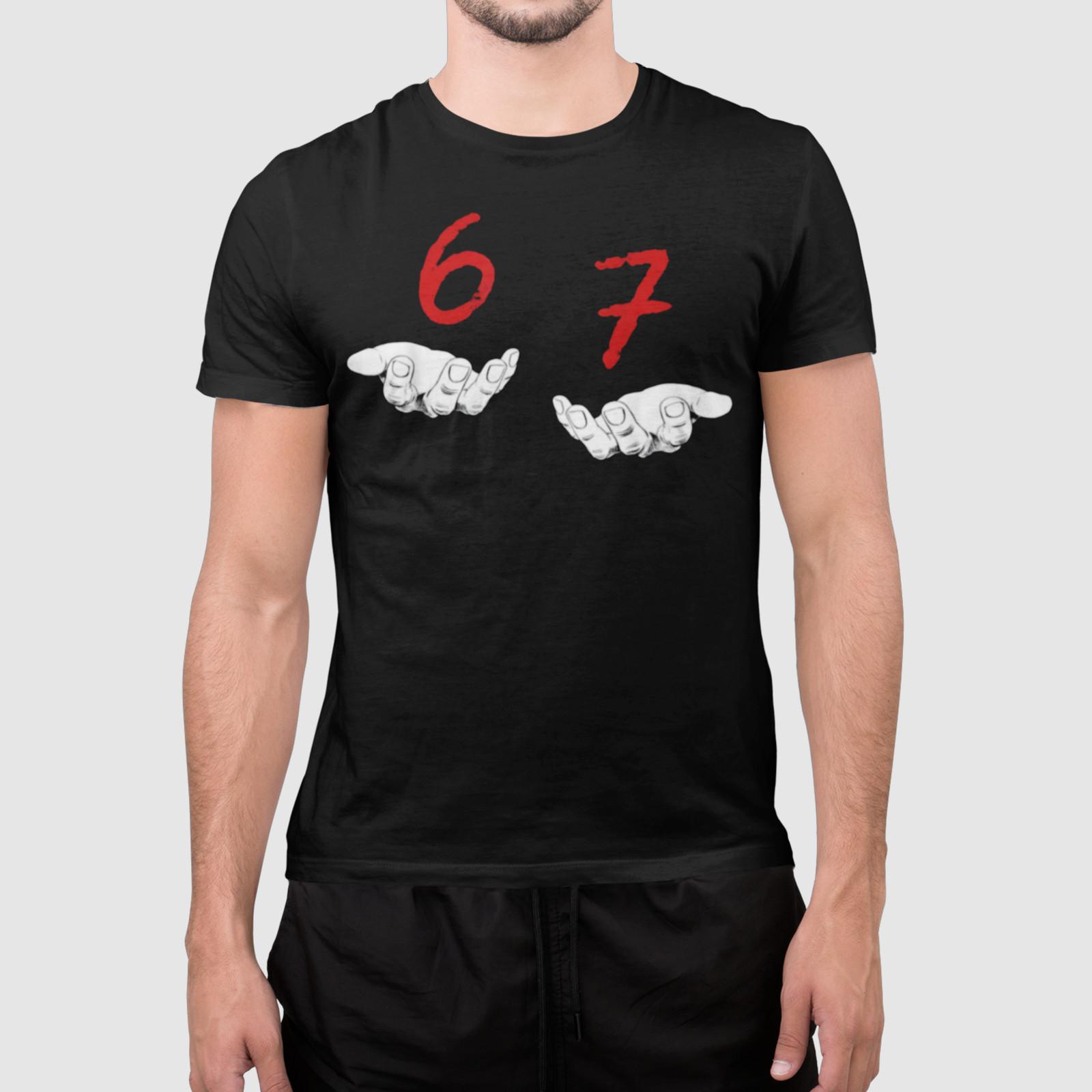 67 Hands Shirt Funny Math Meme Graphic Tee Unisex Minimalist L