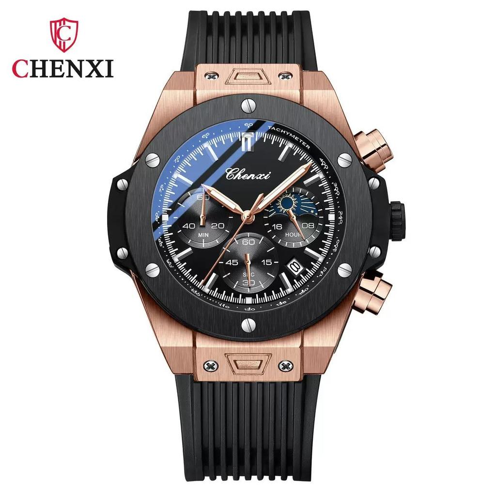 Men Watches High Quality Waterproof Sports Chronograph Quartz Wristwatches Silicone Strap Calendar Luminous Watch For Men