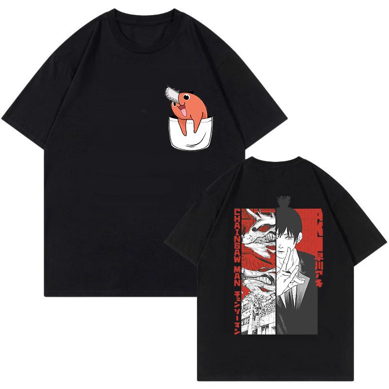 Unisex Mange Y2k Kleidung Japanischer Anime Chainsaw Man T-Shirt 90er Lustiges Pochita T-Shirt Makima Harajuku Grafik-T-Shirts Tops T-Shirt