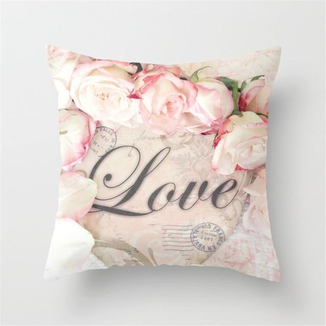 Rose Flower Cushion Cover Nordic Style Home Wedding Decoration Sofa Bed Car Pillowcase Pillow