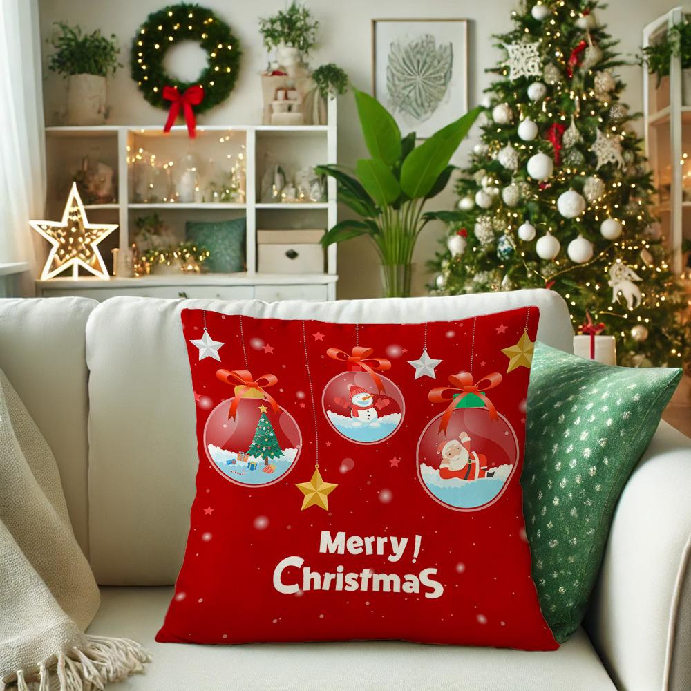 1pcs Classic Santa Claus Series Cushion Pillow Cover Fashion Christmas Theme Snowman Pattern Pillowcase For Home Sofa Decoration