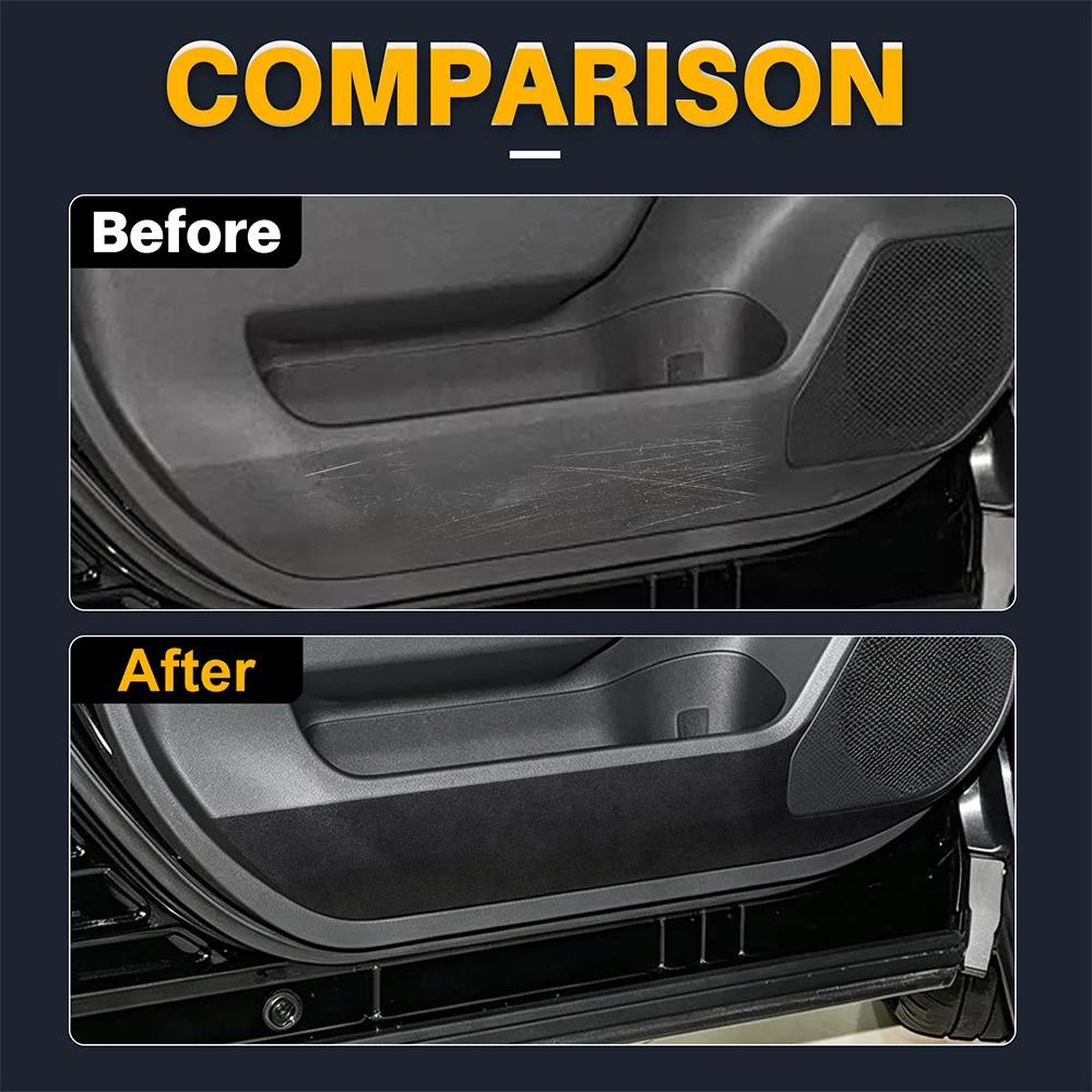Suede Leather Carbon Fiber Style Interior Sticker Car Door Anti-Kick Protection Pad For Toyota RAV4 2026-2028 AutoInterior Parts