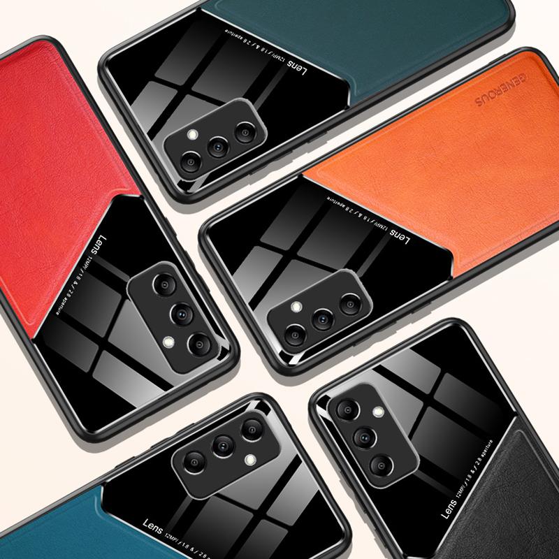 For Samsung Galaxy A15 4G/5G Case Magnetic Car Mount PU+TPU+PC Mobile Phone Cover