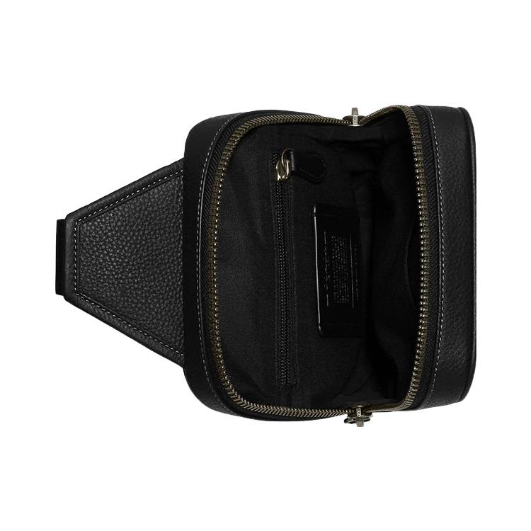 New COACH Sullivan Refined Pebbled Leather With Canvas Shoulder Bag Crossbody Bag Small Size Men's Charcoal Black C9867-QBMI5