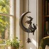 Ornamenti da Giardino a Forma di Luna Crescente Campanella a Vento da Strega, Gotico con Gatto Nero Campanella da Appendere, Decorazione Spirituale per Donne Portico Patio Balcone Mistico