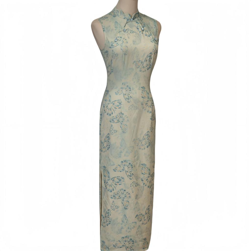 New Chinese national style blue high-end modified cheongsam 1011 new temperament thin daily texture summer dress
