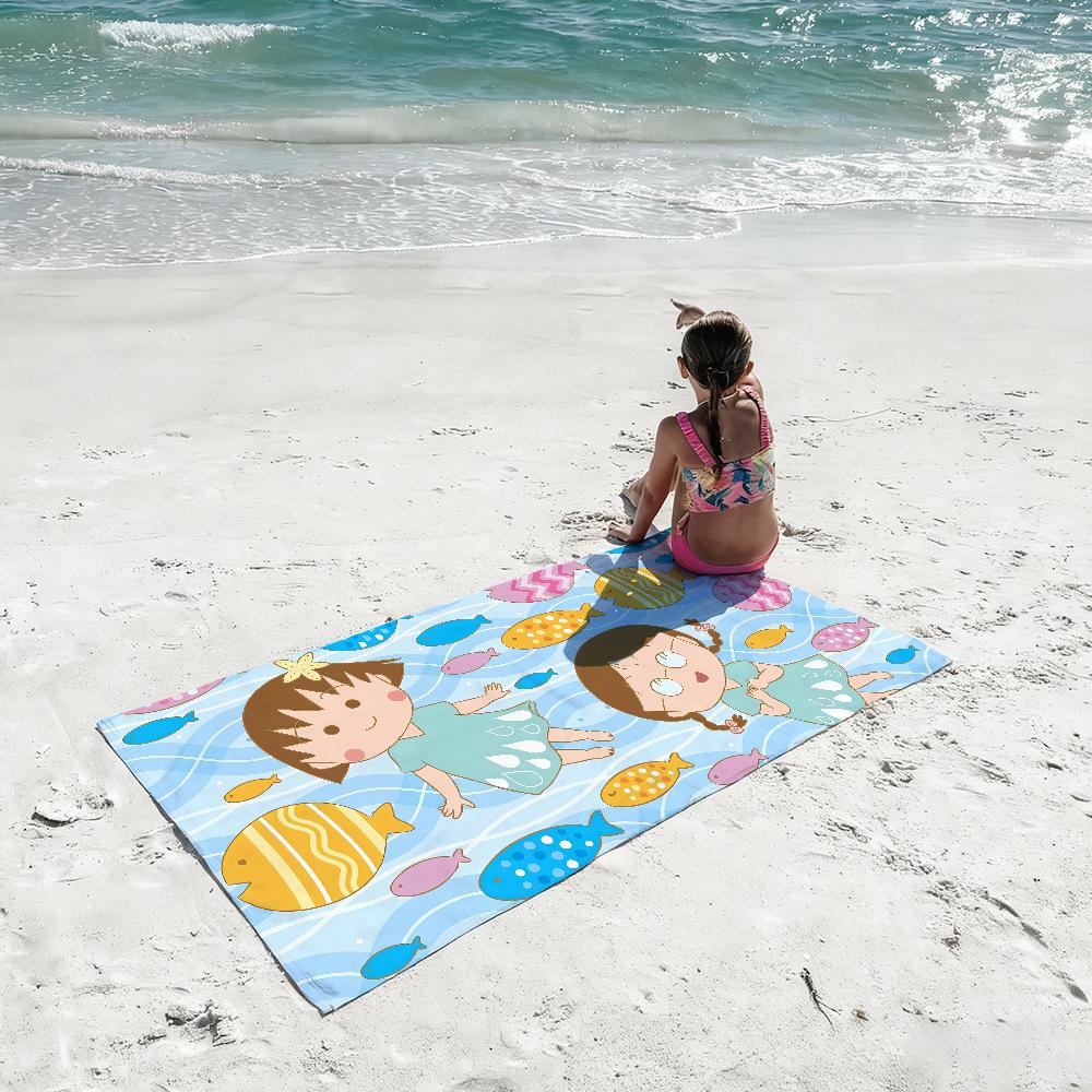 Cartoon C-Chibi Maruko-chan Cute Towel Shower Sauna Travel Spa Quick Dry Gym Accessories Soft Large Beach Towels