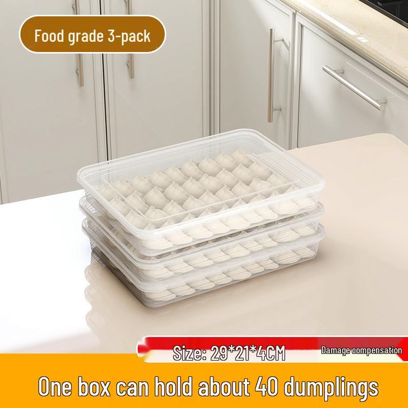 Dumpling Freezer Box: Large-Capacity, Food-Grade Storage Container with Lid for Fresh-Keeping and Quick-Freezing